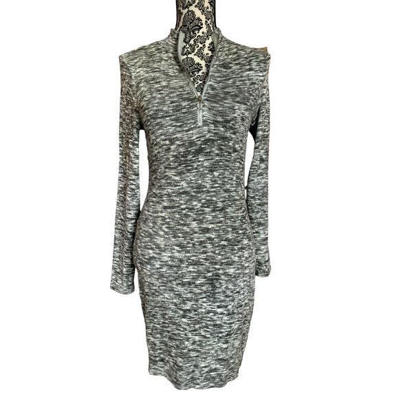 Express Dresses & Skirts - Express Heathered Gray Bodycon Long Sleeve Dress